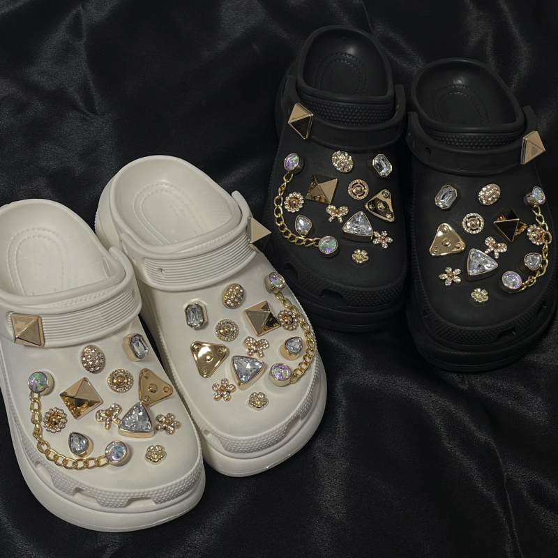 Dodaci za obuću Crocs, trodimenzionalne punk rhinestone kopče za obuću, kopča Zhibixing, zlatni dijamantni ukrasi za obuću