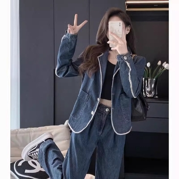 Ženski denim komplet, proljeće 2025., casual chic sa širokim hlačama
