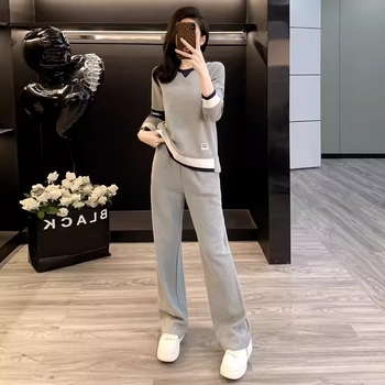 Ženski dvodijelni casual sportski set u sivom pamuku