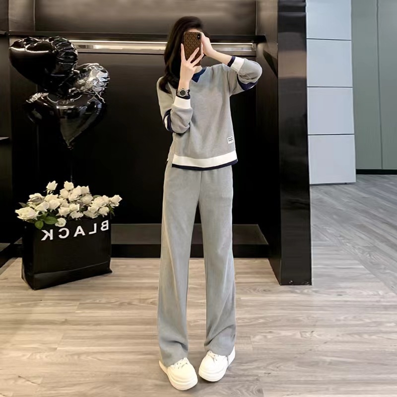 Ženski dvodijelni casual sportski set u sivom pamuku