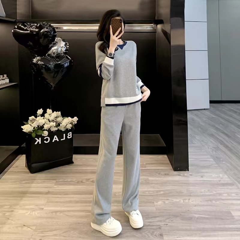 Ženski dvodijelni casual sportski set u sivom pamuku