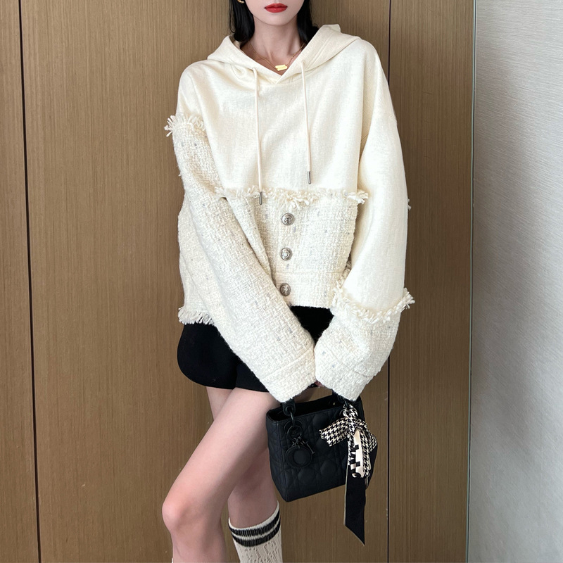 Ženski set: jakna s kapuljačom i hlače u stilu Chanel, casual jesenski elegantan komad odjeće