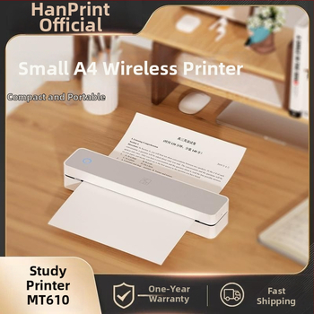 Hanyin MT610 Prenosný tlačiareň na domáce úlohy s Bluetooth, termálny papier, formát A4 pre študentov