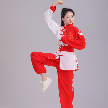 Felnőtt kínai stílusú harcművészeti öltözet, hosszú ujjú Tai Chi ruha, versenyre és edzésre