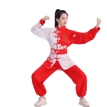 Felnőtt kínai stílusú harcművészeti öltözet, hosszú ujjú Tai Chi ruha, versenyre és edzésre