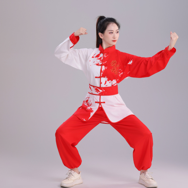 Felnőtt kínai stílusú harcművészeti öltözet, hosszú ujjú Tai Chi ruha, versenyre és edzésre