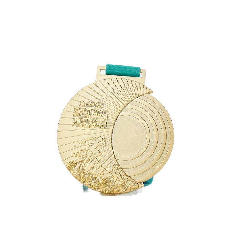 Metalna medalja za školska sportska natjecanja – trčanje i vožnja biciklom – timski dizajn po mjeri