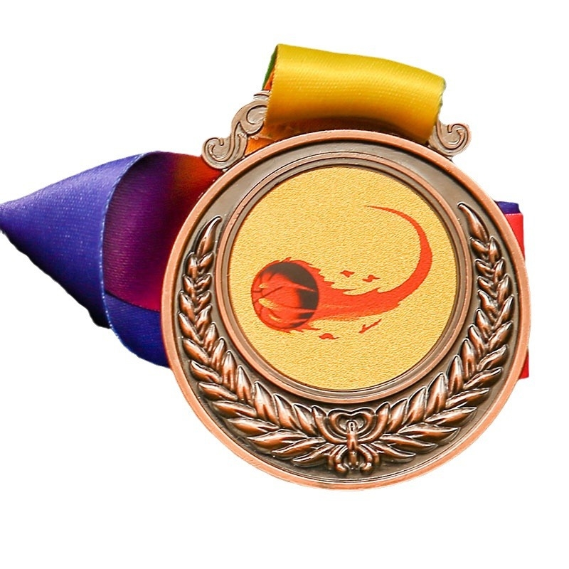 Metalna medalja za utrku s naljepnicom od zlatog folije, nagrada vrtić maratona, prilagodljiva sportska medalja