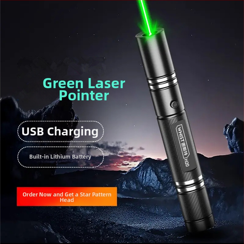 Whist H20 Zelený laserový ukazovateľ s LED baterkou, infračervený laser dlhého dosahu a displej na obrazovke
