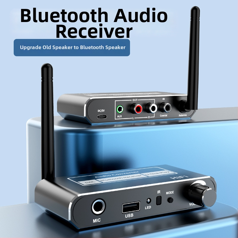 Bluetooth prijímač a zosilňovač zvuku s diaľkovým ovládaním, prechod z káblového na bezdrôtový zvuk, prehrávanie z USB flash disku a mikrofón