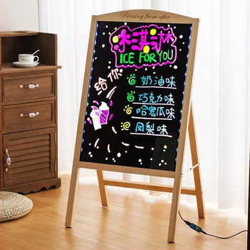 LED tabuľa na písanie, malá tabuľa, fluorescenčná reklama, cenovka a ručne písané menu pre stánok na nočnom trhu