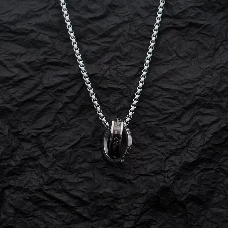 Ogrlica od titan čelika s dvostrukim prstenom i privjeskom, unisex, ulični hip-hop stil, minimalistički lanac