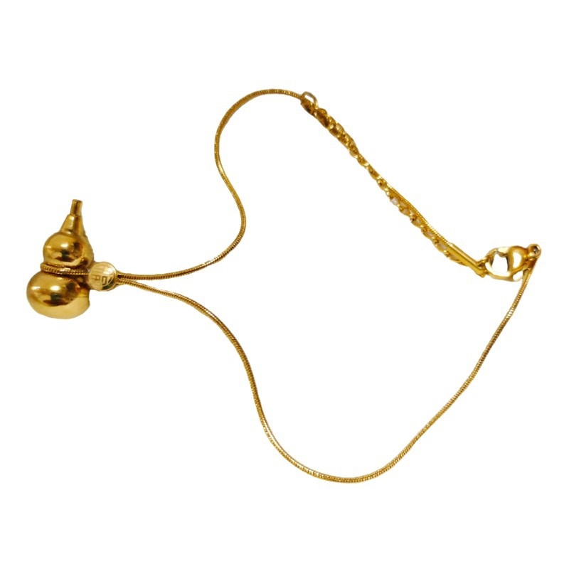 Lanac za ključnu kost od titan čelika, kineskog stila, minimalistički zlatni talisman u obliku tikve, originalni dizajn, ženski nakit