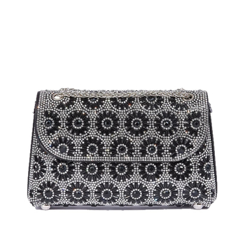 PU večernja torbica s poklopcem, ukrašena dijamantima, kvadratnog oblika, crossbody torba