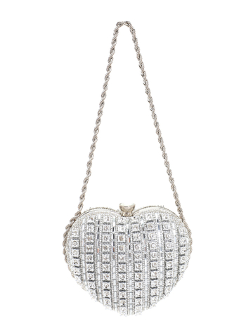 Torbica za večernji događaj u obliku srca s kristalima i lancem – ženska clutch torba