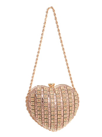 Torbica za večernji događaj u obliku srca s kristalima i lancem – ženska clutch torba
