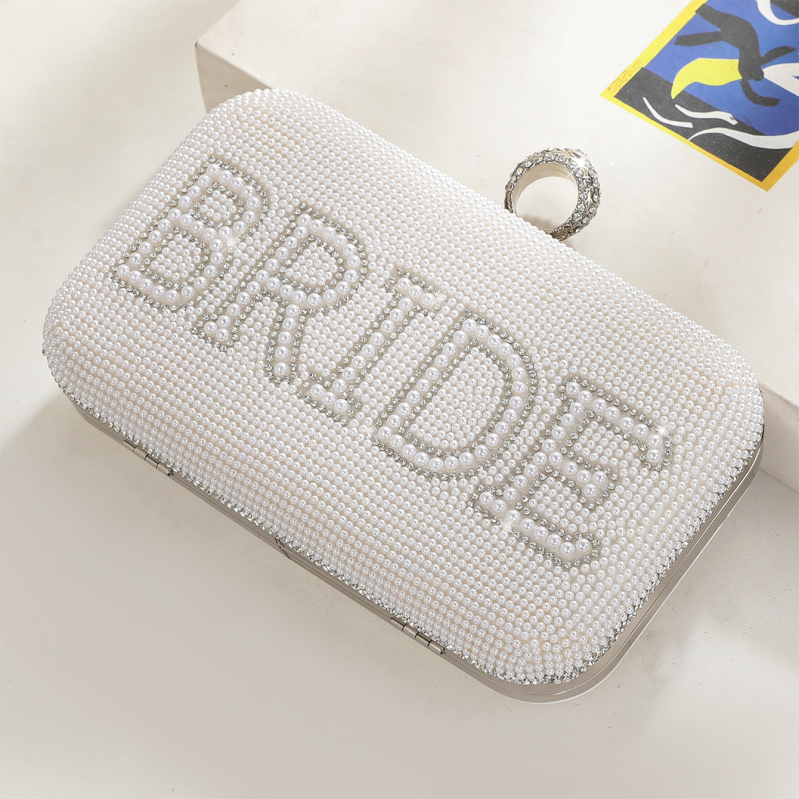 Bijela biserna tvrda clutch torba s kristalima, elegantna i svestrana večernja torba preko ramena i za telefon