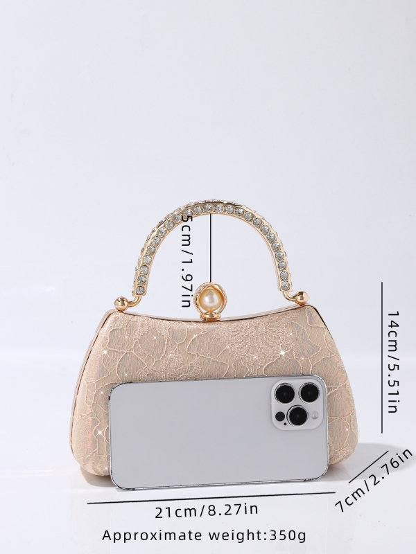 Nova večernja clutch torbica s izvezenom čipkom, ženski stil literarno-nacionalnog karaktera; može se nositi u ruci ili preko ramena