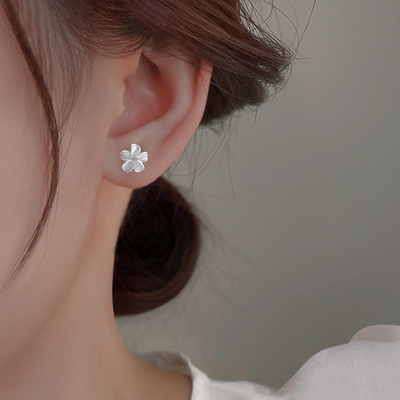 Gardenija minđuše, 925 sterling srebra, diskretan cvjetni dizajn, Mori stil za žene