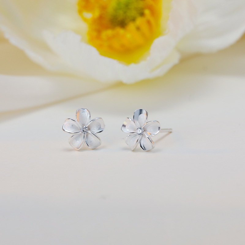 Gardenija minđuše, 925 sterling srebra, diskretan cvjetni dizajn, Mori stil za žene