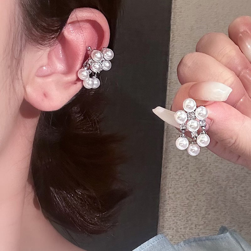 Clipsuri pentru urechi cu zirconiu și perlă, stil franțuzesc, senzație ușoară de lux, fără piercing, accesorii pentru urechi moderne și elegante