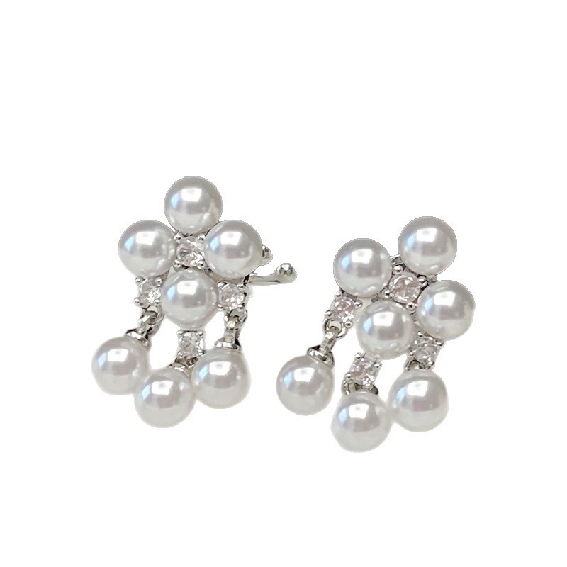 Clipsuri pentru urechi cu zirconiu și perlă, stil franțuzesc, senzație ușoară de lux, fără piercing, accesorii pentru urechi moderne și elegante