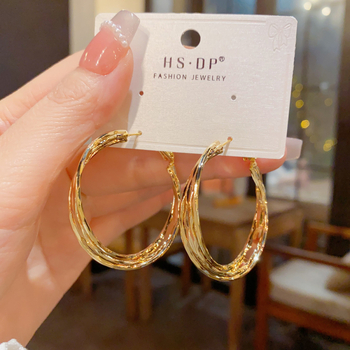 Minimalističke metalne hoop naušnice sa zavijenim dizajnom, europsko-američki stil, lagani luksuz, chic, visoka kvaliteta