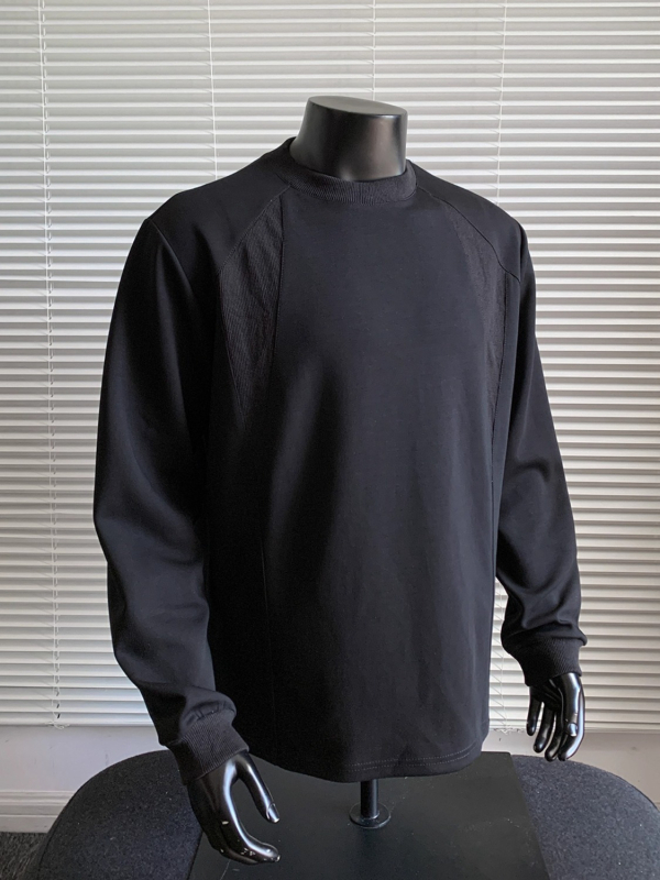 2025 Férfi pulóver zipzárral, őszi Hong Kong-stílus, dekonstruált patchwork, laza oversize szabás, 8XL, hosszú ujjú, gallér nélküli, kerek nyak, 96% poliészter
