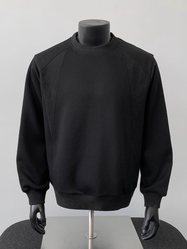 2025 Férfi pulóver zipzárral, őszi Hong Kong-stílus, dekonstruált patchwork, laza oversize szabás, 8XL, hosszú ujjú, gallér nélküli, kerek nyak, 96% poliészter