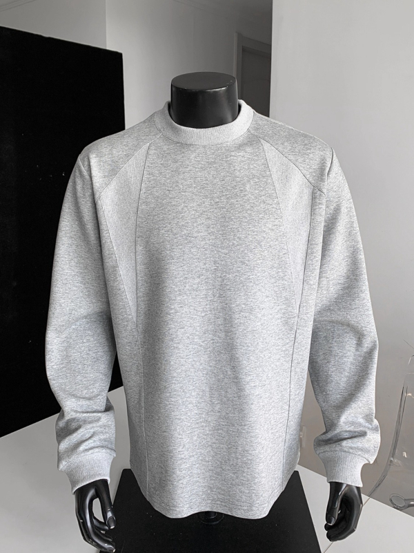 2025 Férfi pulóver zipzárral, őszi Hong Kong-stílus, dekonstruált patchwork, laza oversize szabás, 8XL, hosszú ujjú, gallér nélküli, kerek nyak, 96% poliészter