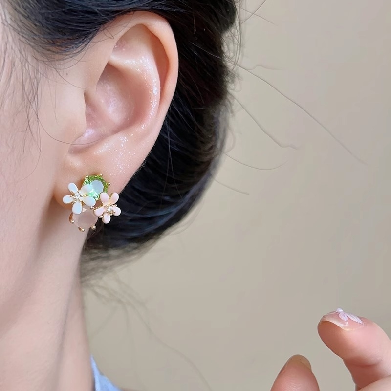 Emalirane naušnice na klipsu s cvjetnim motivom, za žene, bez piercinga, minimalistički stil, novi model, visoka kvaliteta
