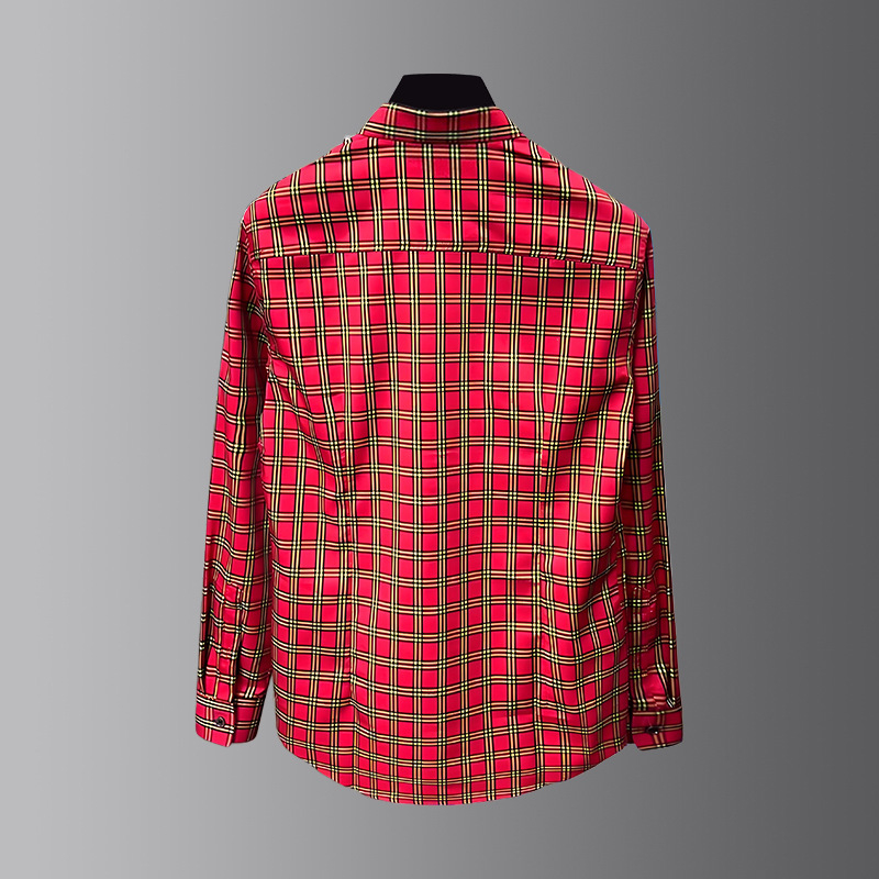 Muška košulja slim fit s dugim rukavima, vezeni klasovi pšenice, casual karirani dizajn