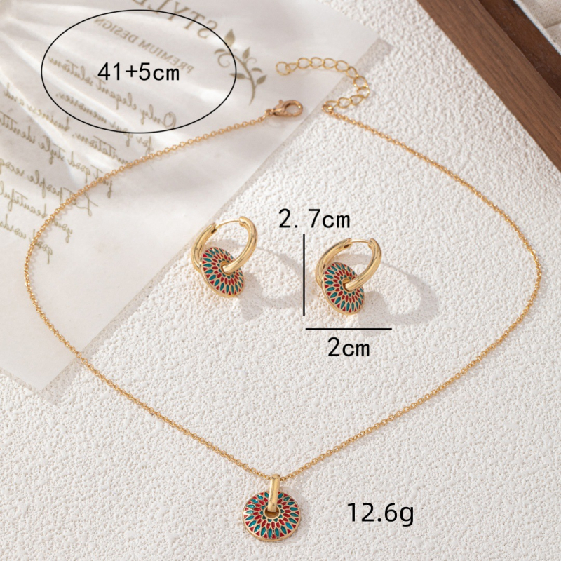 Novi kineski stil mode: set ogrlice i naušnica s emajlom, jedinstven minimalistički dizajn, lagani luksuz, svestran komad