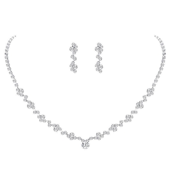 Set ogrlice s rhinestones za nevjestu: dugački kandža lanac, svestrane naušnice i narukvica u elegantnom europskom luksuznom stilu
