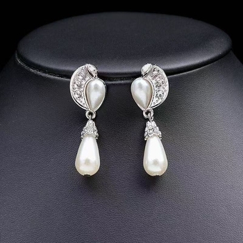 Set nakita za nevjestu: biserno ogrlica i naušnice, europsko-američki stil, korejski stil vjenčane haljine, s rhinestones
