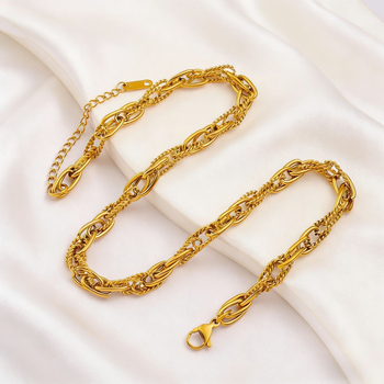 Set ogrlice i narukvice od nehrđajućeg čelika s 18K zlatom – unisex hip-hop stil privjesci križ, kruna i rimski brojevi