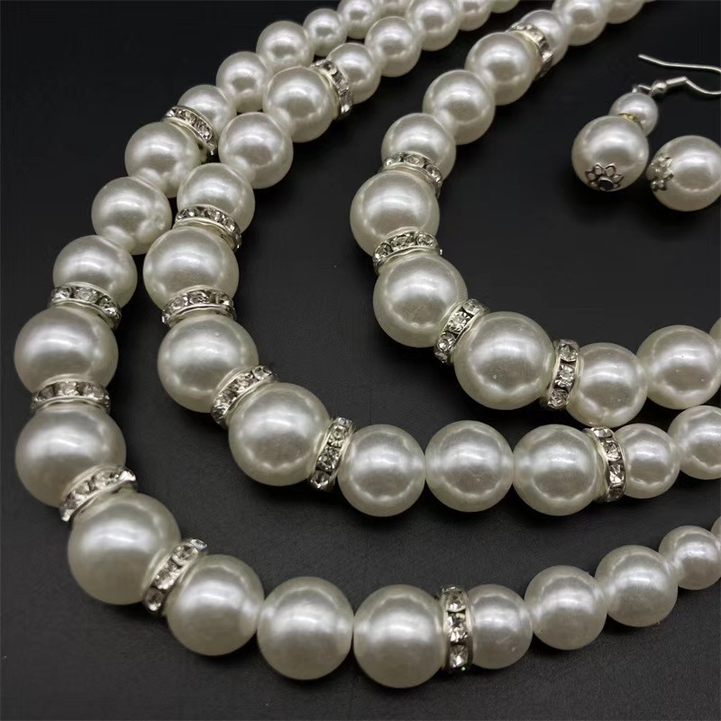 Set višeslojnog ogrlica i naušnica s umjetnim perlama, ručno izrađen, za žene, elegantni večernji dodaci, Dopamine Necklace