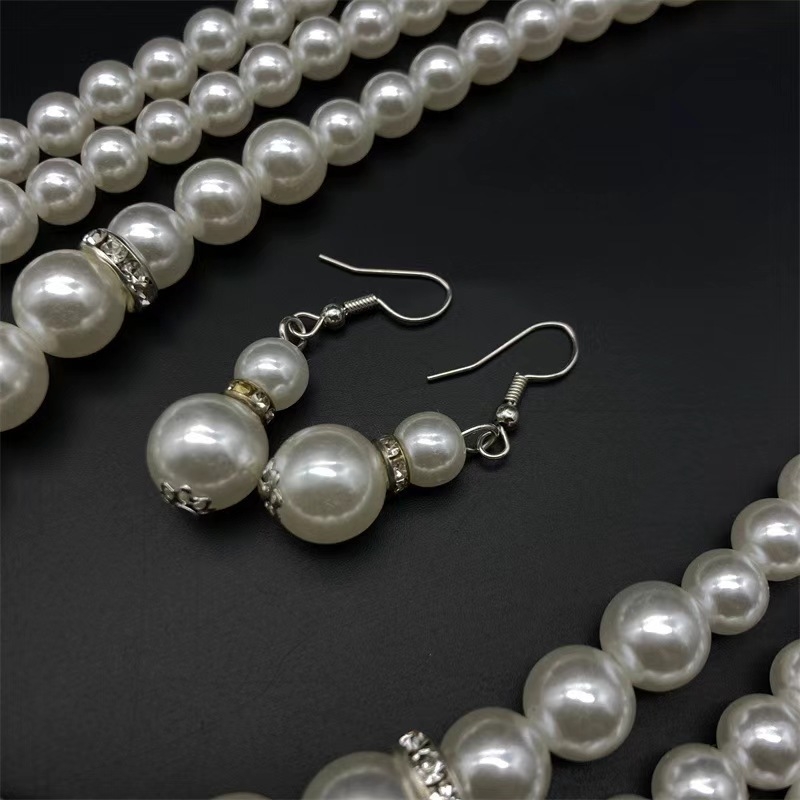 Set višeslojnog ogrlica i naušnica s umjetnim perlama, ručno izrađen, za žene, elegantni večernji dodaci, Dopamine Necklace