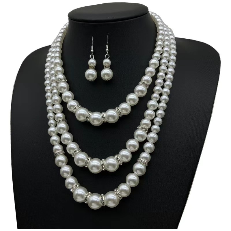 Set višeslojnog ogrlica i naušnica s umjetnim perlama, ručno izrađen, za žene, elegantni večernji dodaci, Dopamine Necklace