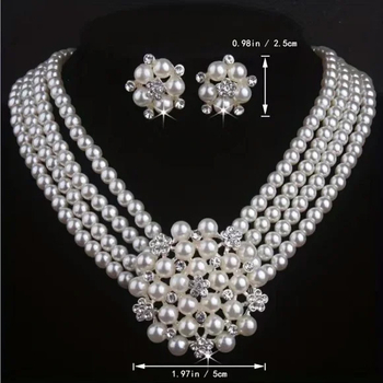 Ženski set ogrlice i naušnica s kristalima, korejski elegantan stil, nakit sa srebrnim sjajem za vjenčanja i svečane prilike