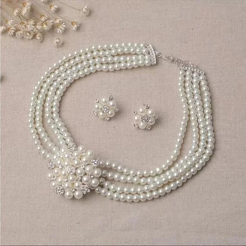 Ženski set ogrlice i naušnica s kristalima, korejski elegantan stil, nakit sa srebrnim sjajem za vjenčanja i svečane prilike