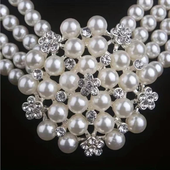 Ženski set ogrlice i naušnica s kristalima, korejski elegantan stil, nakit sa srebrnim sjajem za vjenčanja i svečane prilike