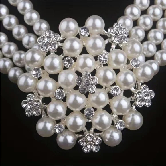 Ženski set ogrlice i naušnica s kristalima, korejski elegantan stil, nakit sa srebrnim sjajem za vjenčanja i svečane prilike