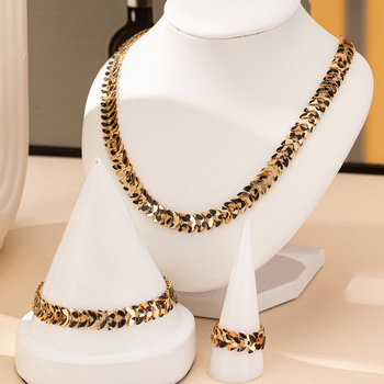Set prstena, narukvice i ogrlice s motivom pšenice, u hip-hop punk stilu za žene, leopard print dodaci