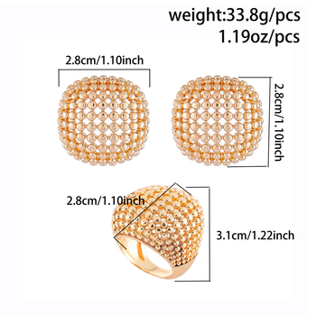 Vintage gyűrűk és fülbevalók készlete geometriai üreges mintával, fémből készült ékszerek nőknek