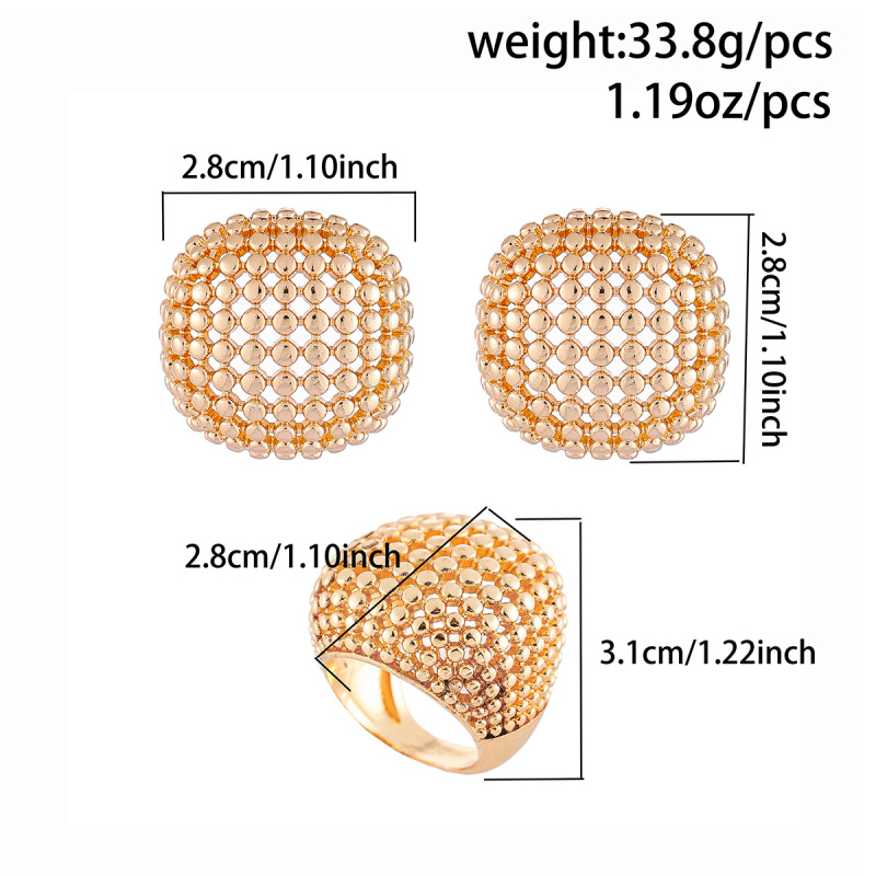 Vintage gyűrűk és fülbevalók készlete geometriai üreges mintával, fémből készült ékszerek nőknek