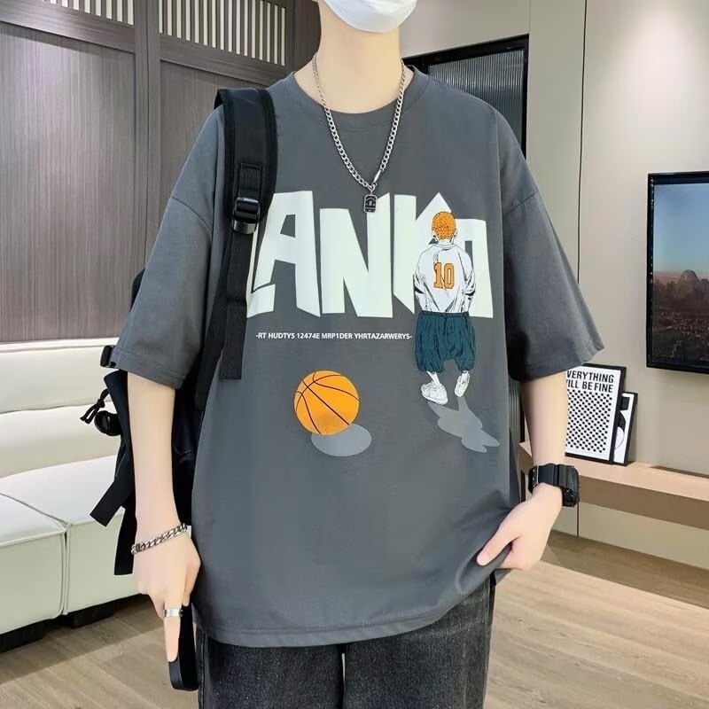 Tricou pentru băieți adolescenți, 12–15 ani, mâneci scurte, croială lejeră, guler rotund, vară, poliester respirabil