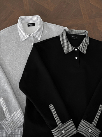 Férfiak számára készült patchwork kockás polo galléros pulóver, hosszú ujjú, laza szabás, téli mindennapi viselet, külső rétegként is hordható