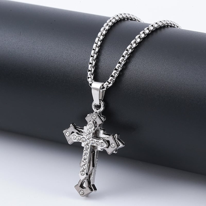 Modni križ od titan čelika s dijamantnim ugradom, unisex dugi privjesak, hip-hop stil