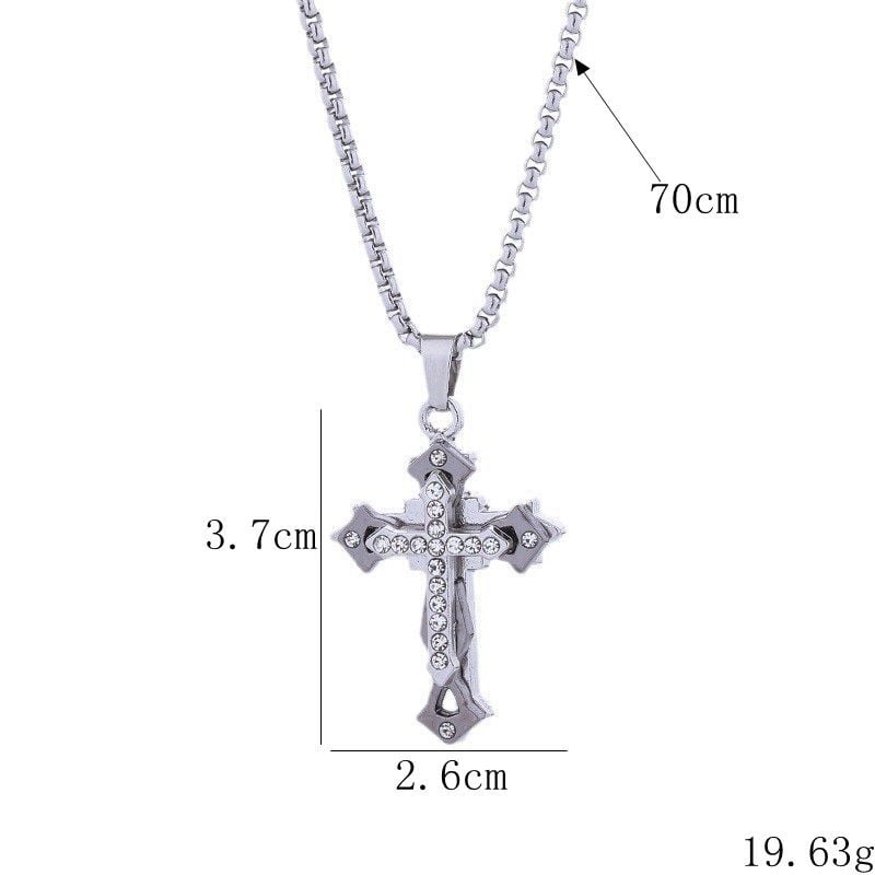 Modni križ od titan čelika s dijamantnim ugradom, unisex dugi privjesak, hip-hop stil